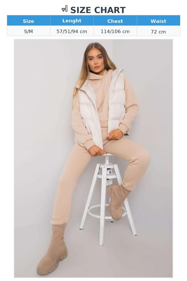 Love Lace Love Lace Women's Down Vest Hoodie Sweatshirt Jogger Set in Beige - 3