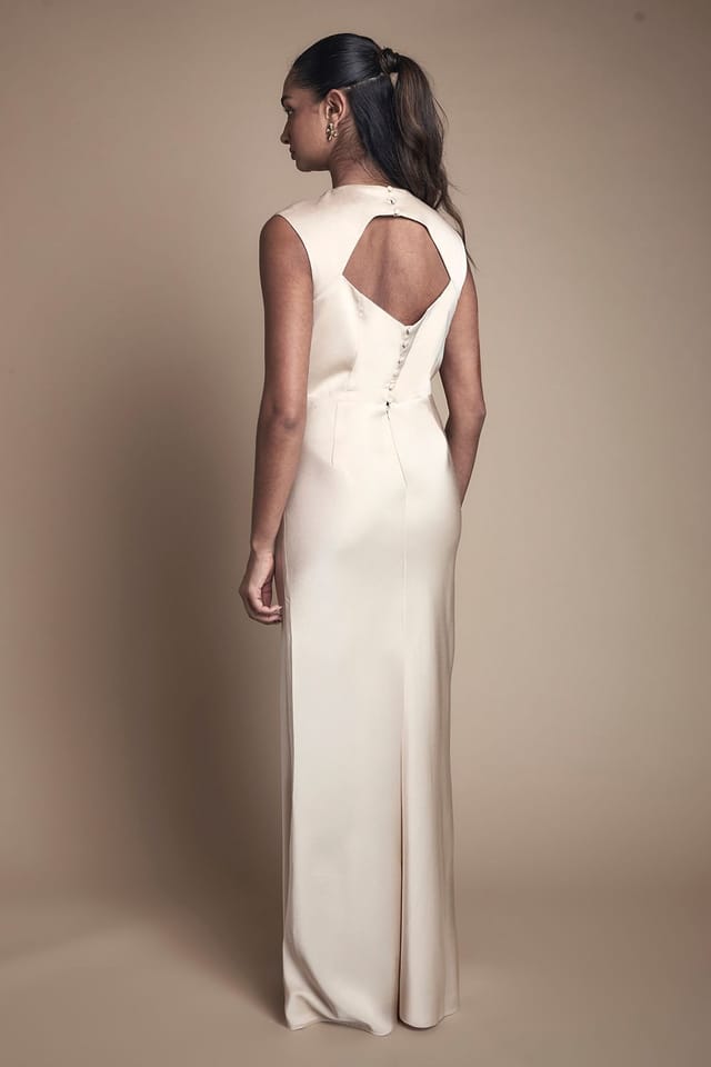 Oasis Oasis Women's Satin Open Back Detail Maxi Bridesmaid Dress in Champagne - 3