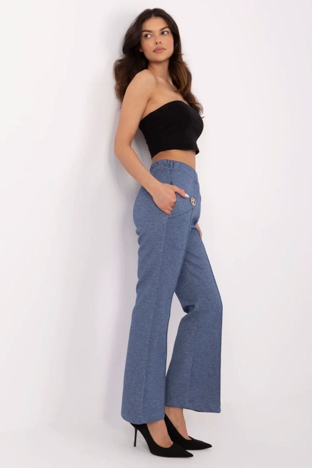 Love Lace Love Lace Women's High Waist Flared Sweatpants with Brooch in Blue - 2