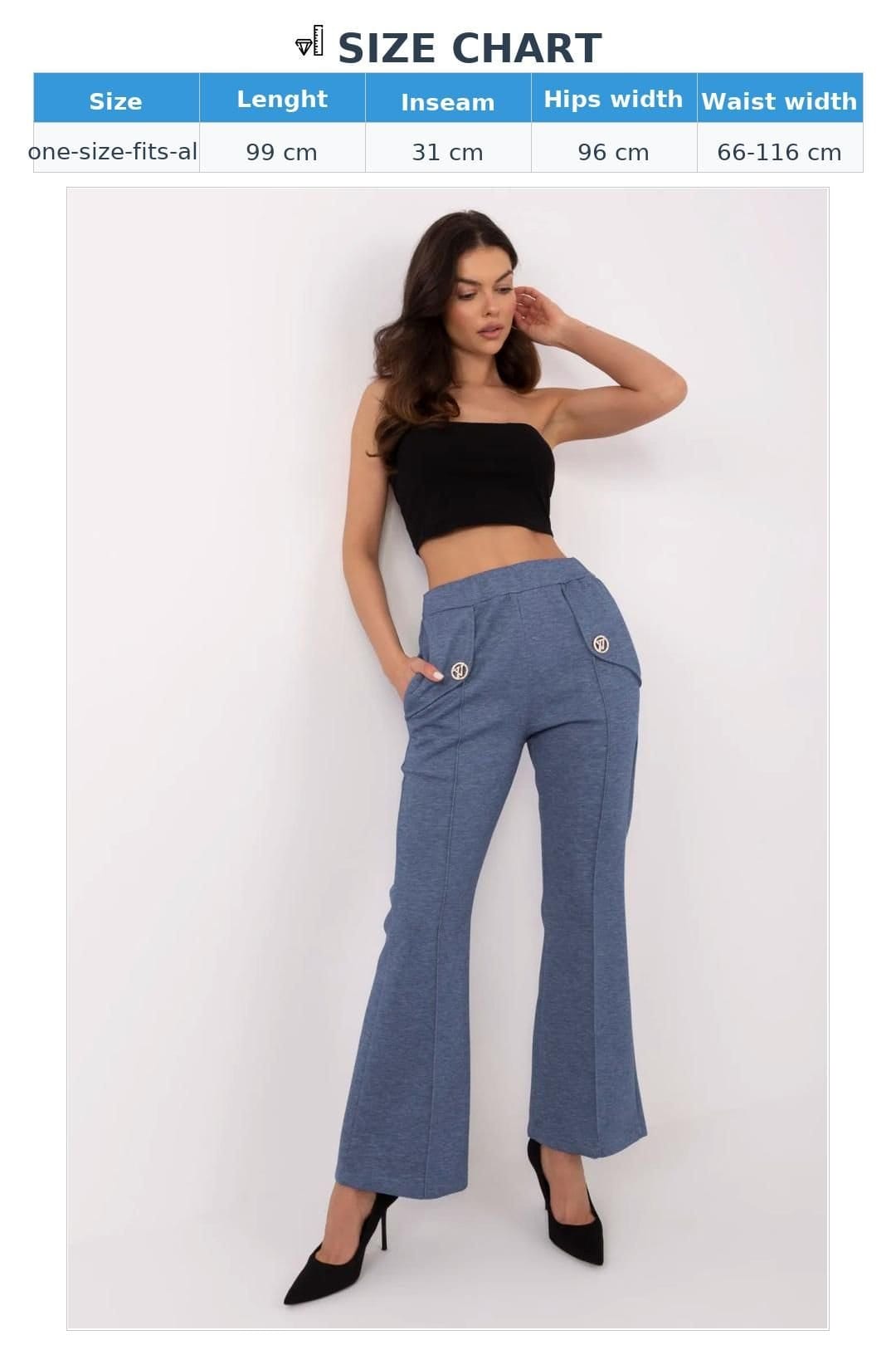 Love Lace Love Lace Women's High Waist Flared Sweatpants with Brooch in Blue - 4