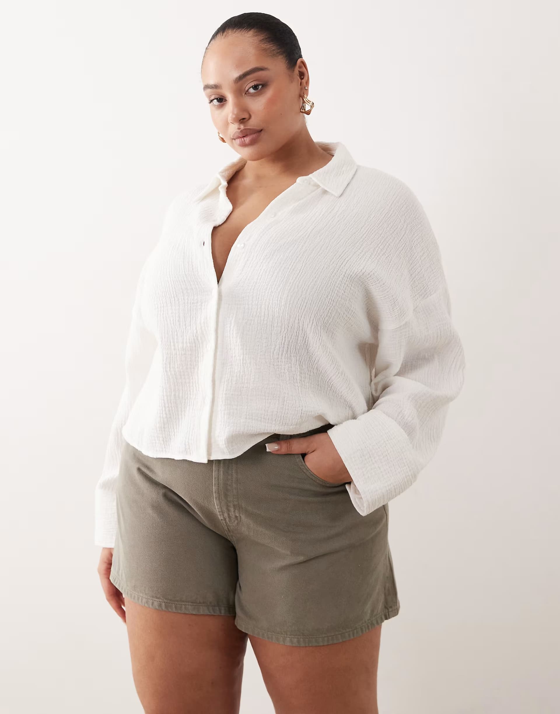 ASOS ASOS Curve Longer A-line Skirt in Khaki