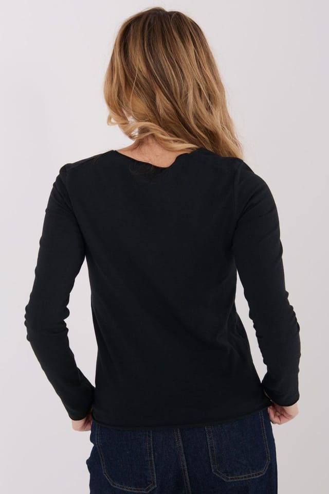 Love Lace Love Lace Women's Fitted Cotton Elastane Basic Blouse Style 224910 in Black - 3