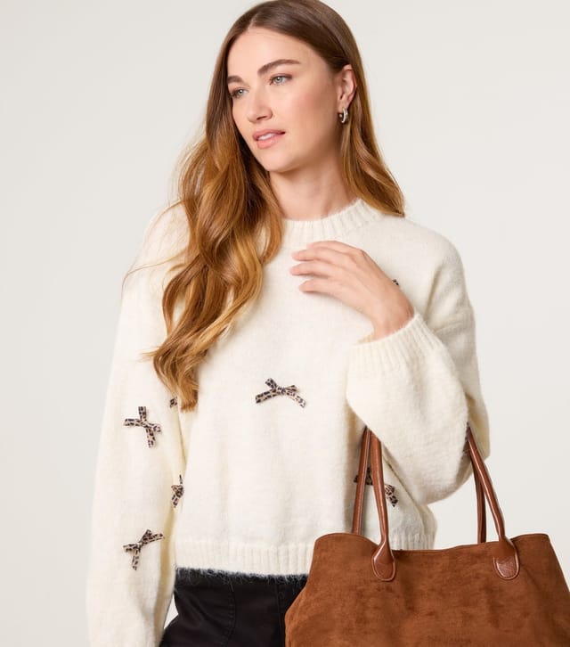 Blue Vanilla Women's Off White Bow Appliqued Jumper Blue Vanilla New Look - 3