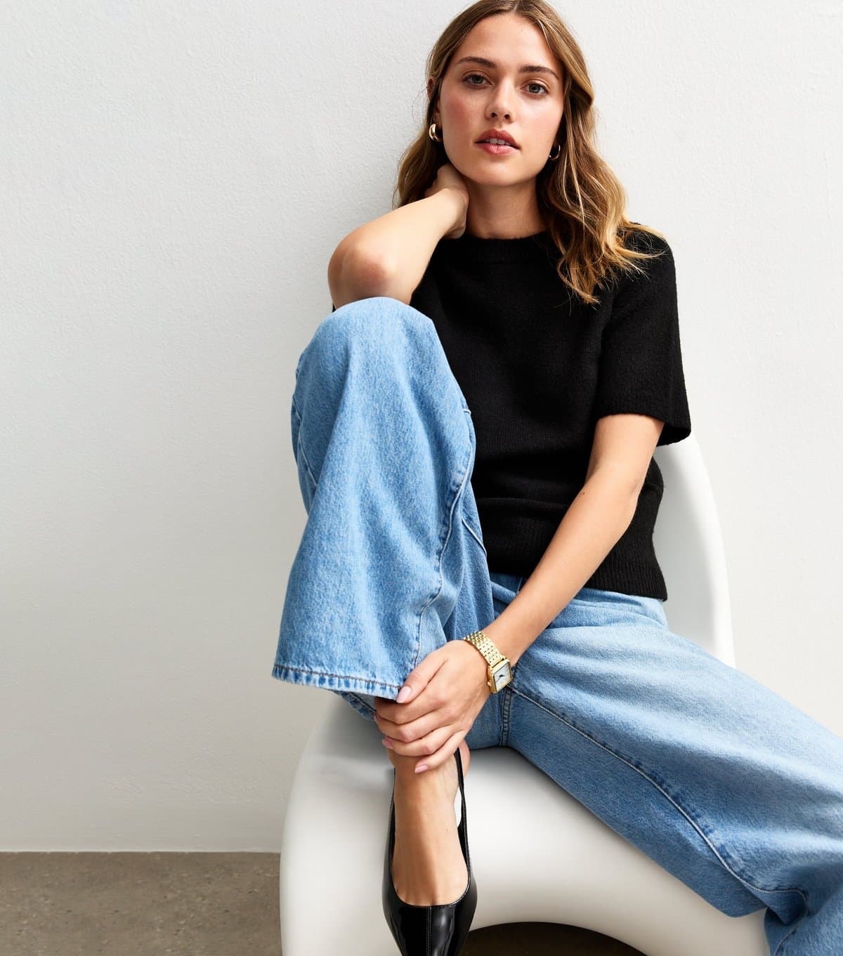 New Look New Look Black Short Sleeve Midweight Knit T-Shirt