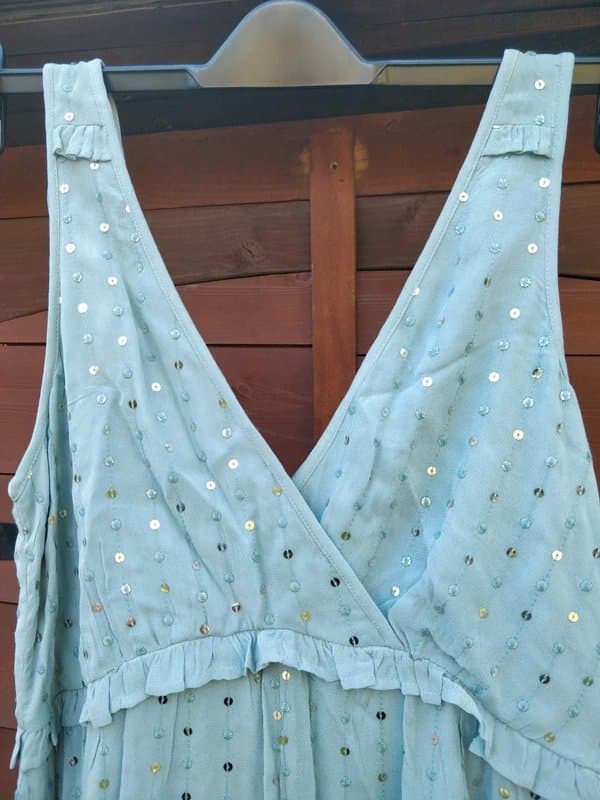 Monsoon New Monsoon Ladies Duck Egg Blue Green sequin embellished Dress Size 12 £99