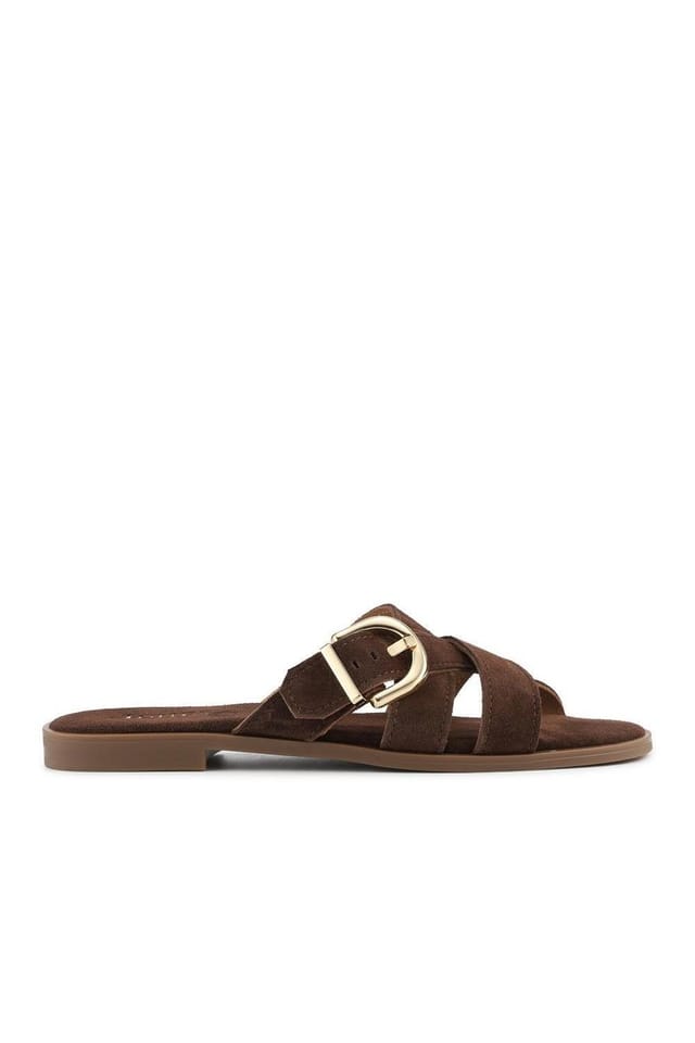 Jones Bootmaker Jones Bootmaker Women's Hylda Smart Suede Leather Mules in Brown - 2