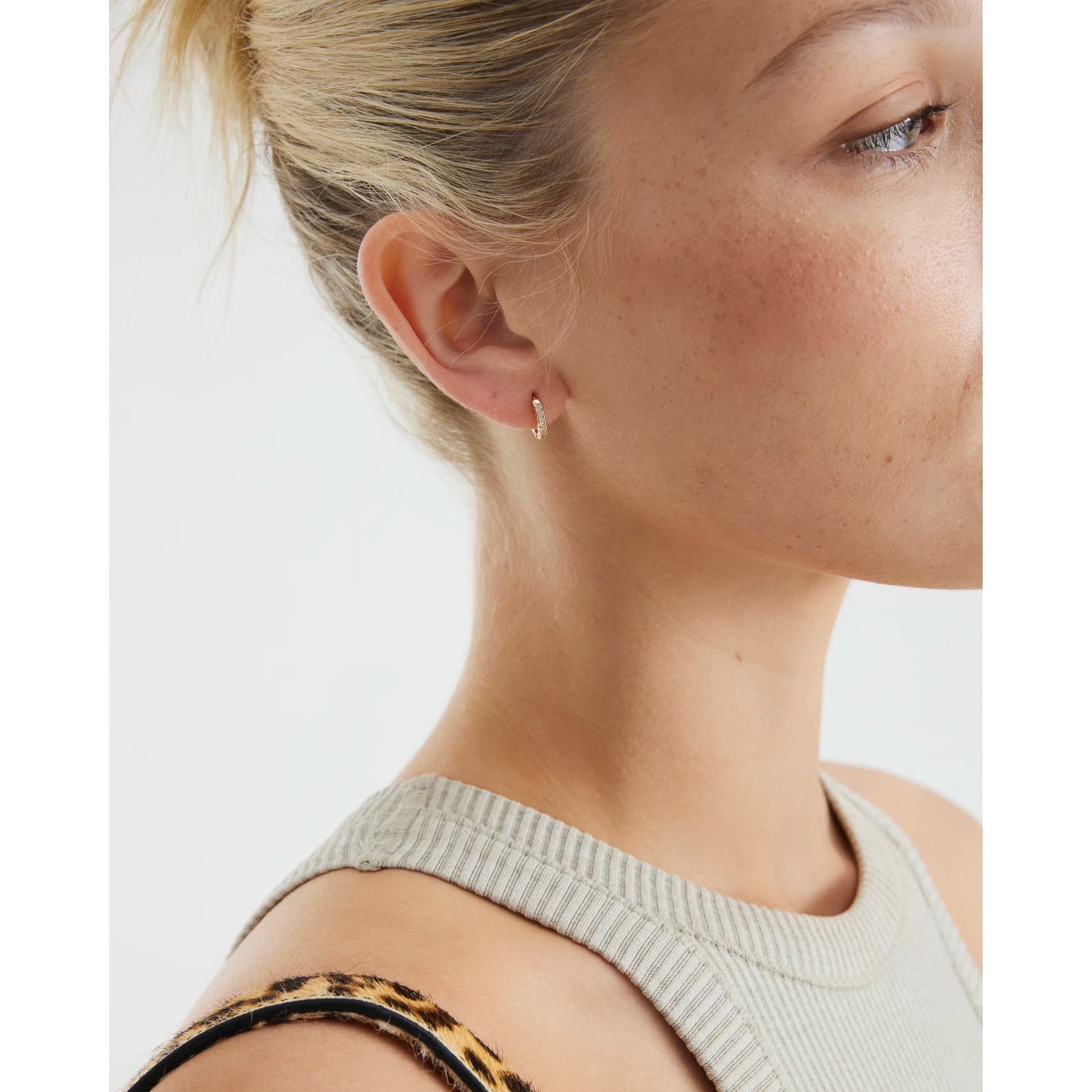 River Island River Island Womens Gold Diamond Simulant Hoop Earrings