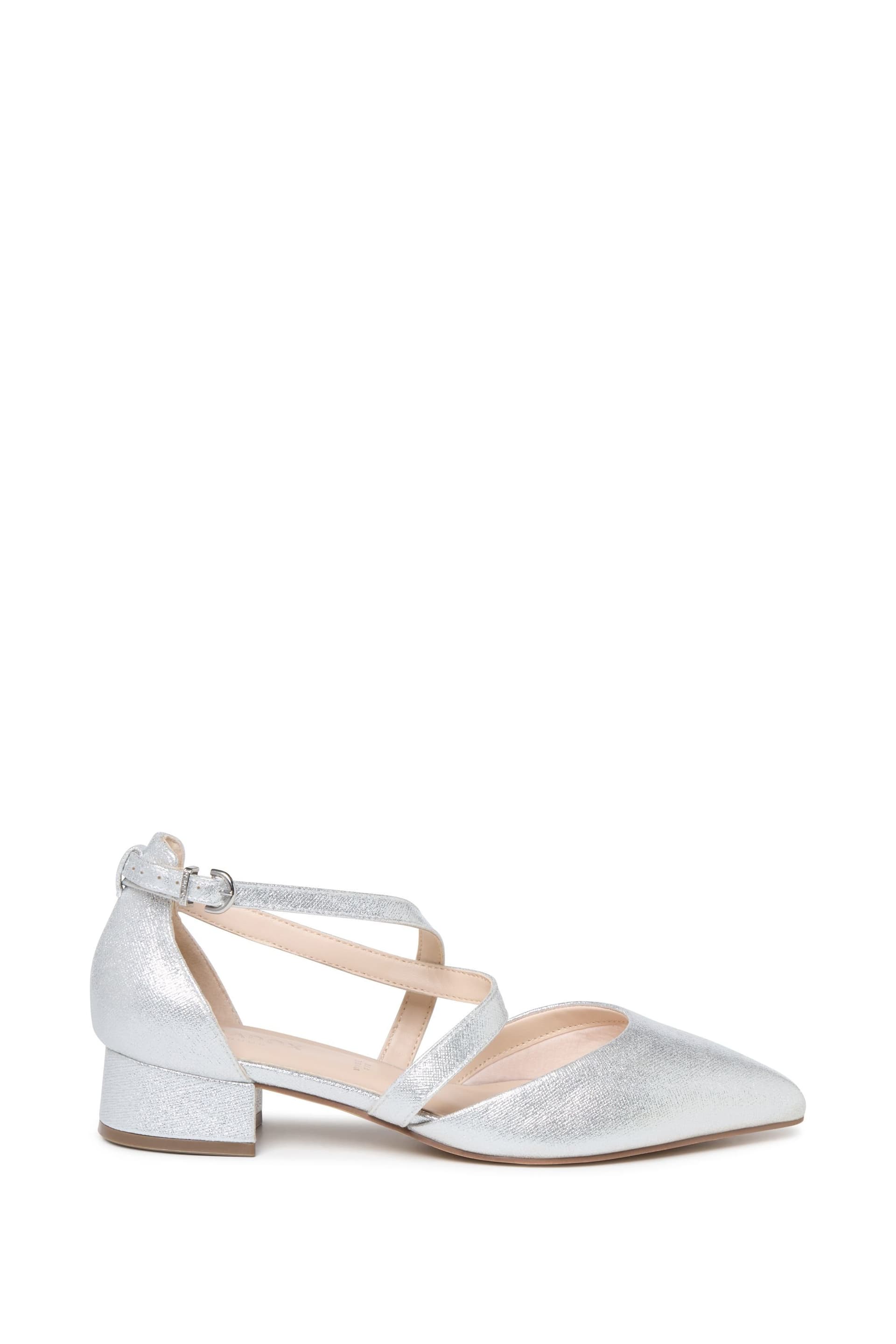 Paradox London Paradox London Women's Fabienne' Wide Fit Block Heel Open Court Shoes in Silver