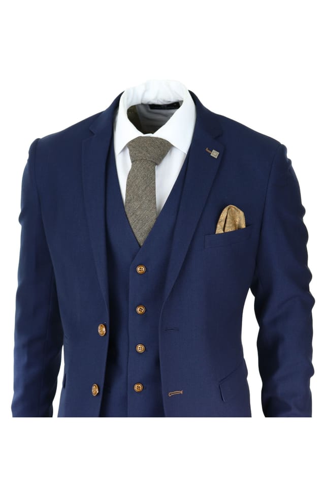 Paul Andrew Paul Andrew Men's Mayfair 3 Piece Grooms Wedding Suit in Navy - 3