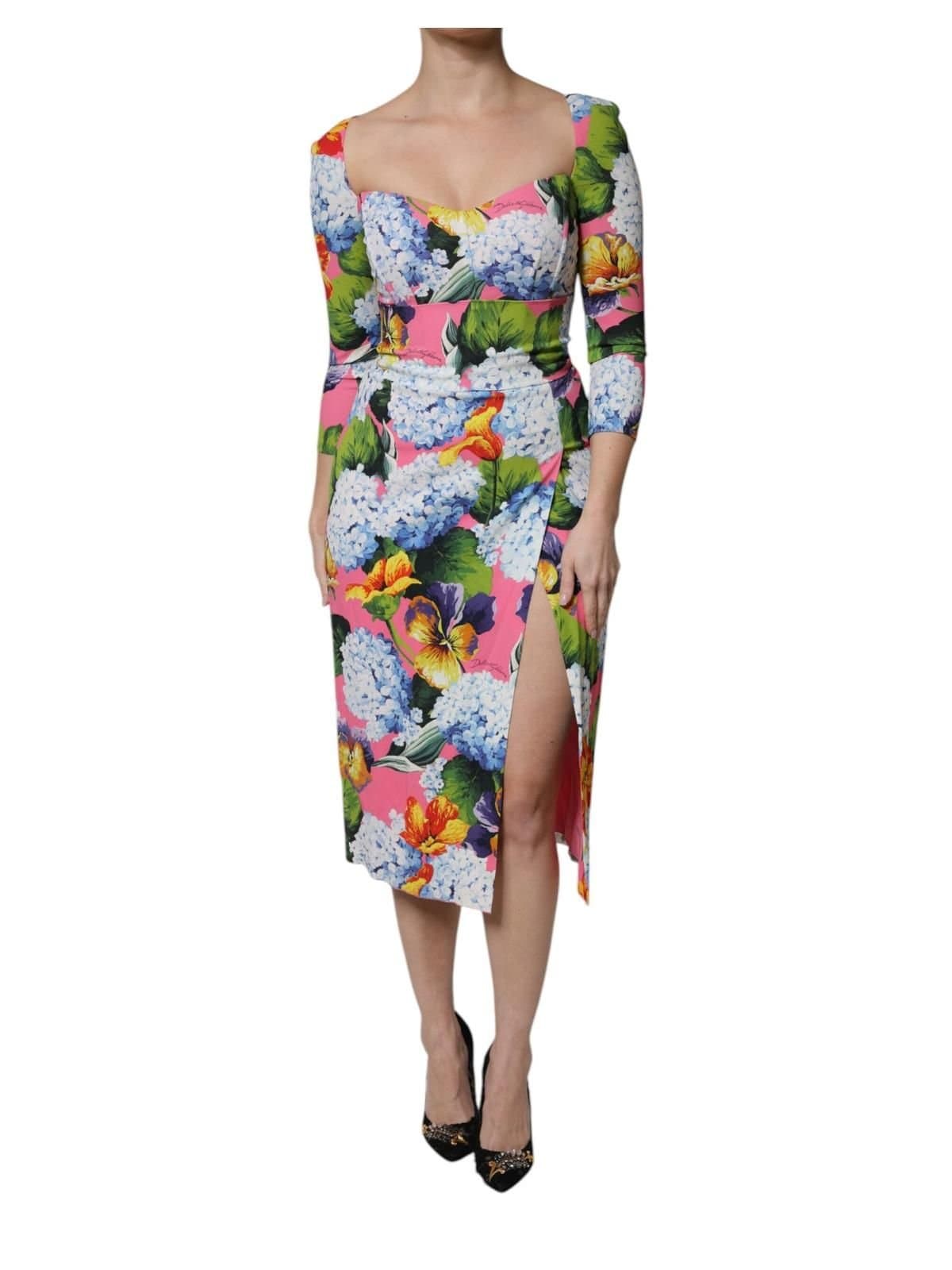 Dolce & Gabbana Dolce & Gabbana Women's Multicolor Floral Side Slit Midi Dress