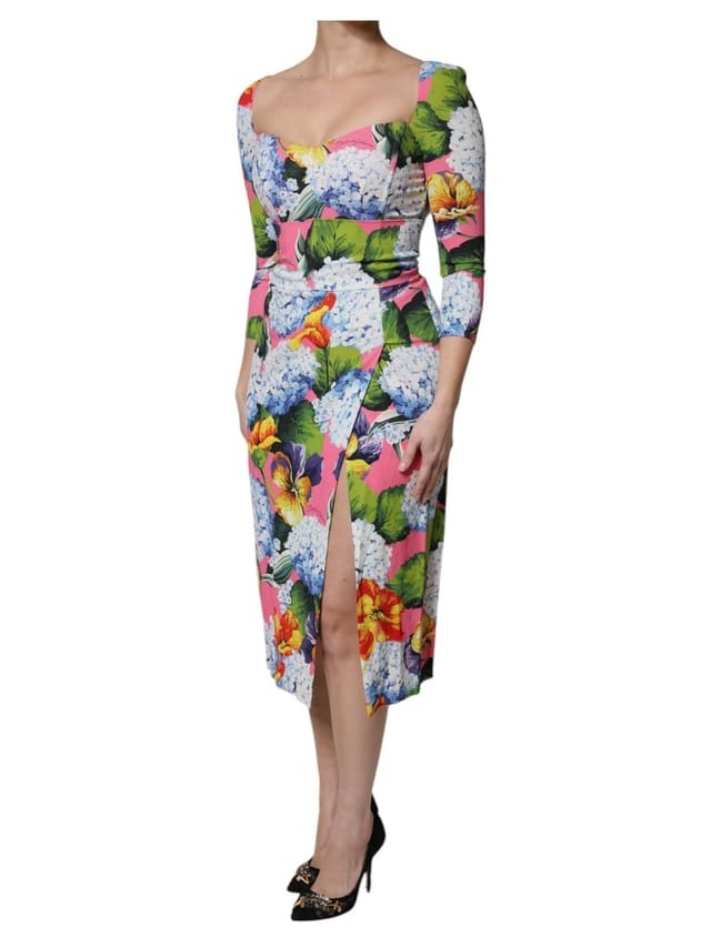 Dolce & Gabbana Dolce & Gabbana Women's Multicolor Floral Side Slit Midi Dress - 2