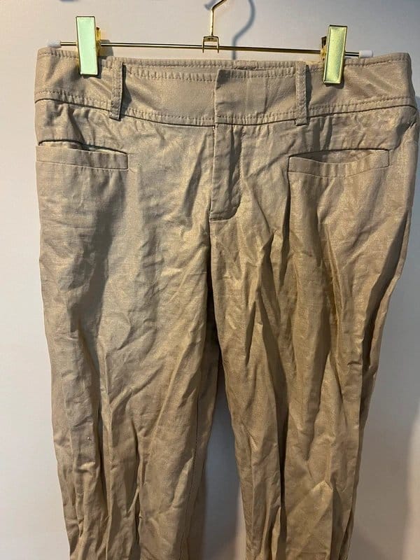 Mexx Gold Beige Metallic Reflective Low Waist Skinny Trousers