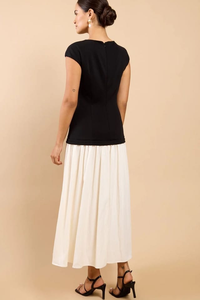 Little Mistress Little Mistress Women's Monochrome Dropped Waist Maxi Dress - 2