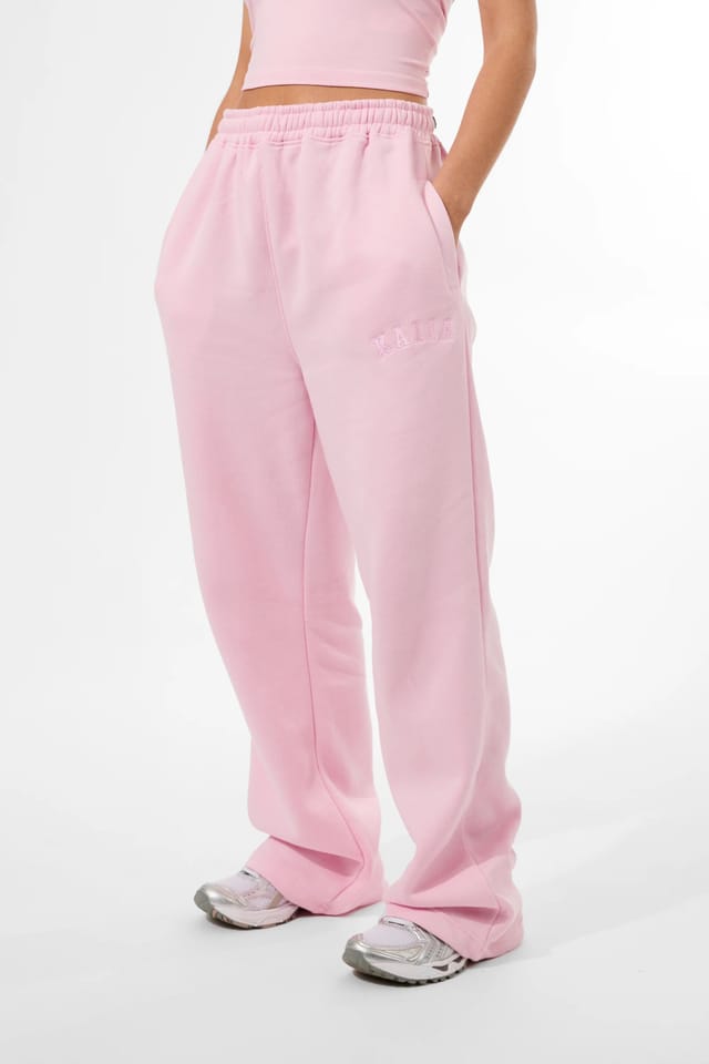 Kaiia Kaiia Logo Wide Leg Sweat Pants Baby Pink - 2