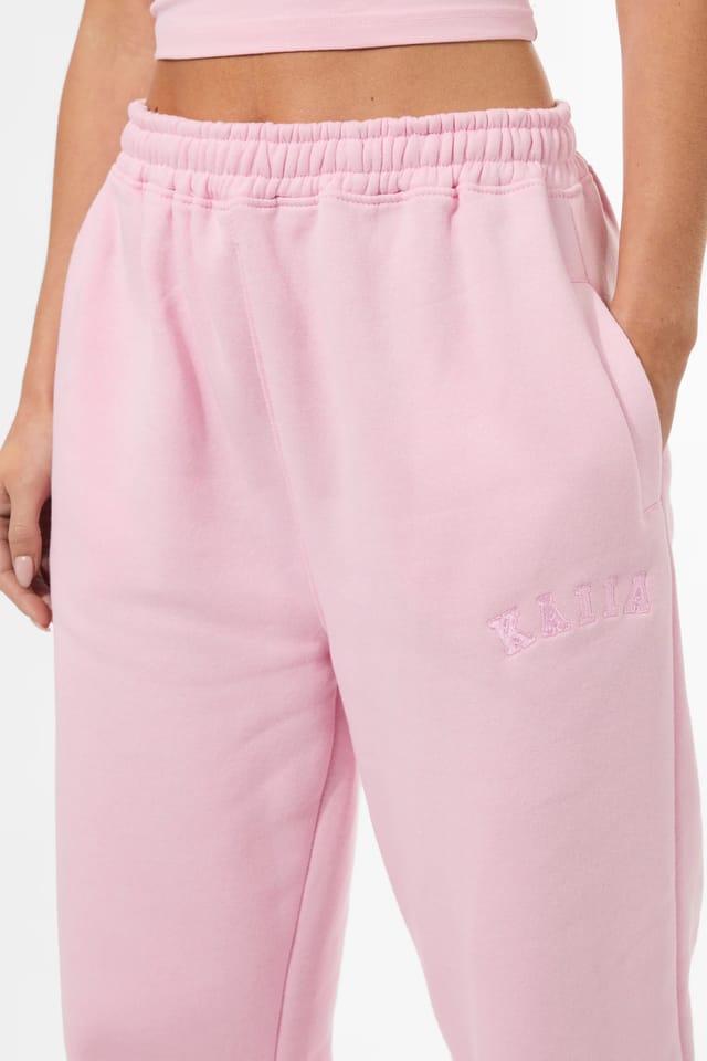 Kaiia Kaiia Logo Wide Leg Sweat Pants Baby Pink - 3
