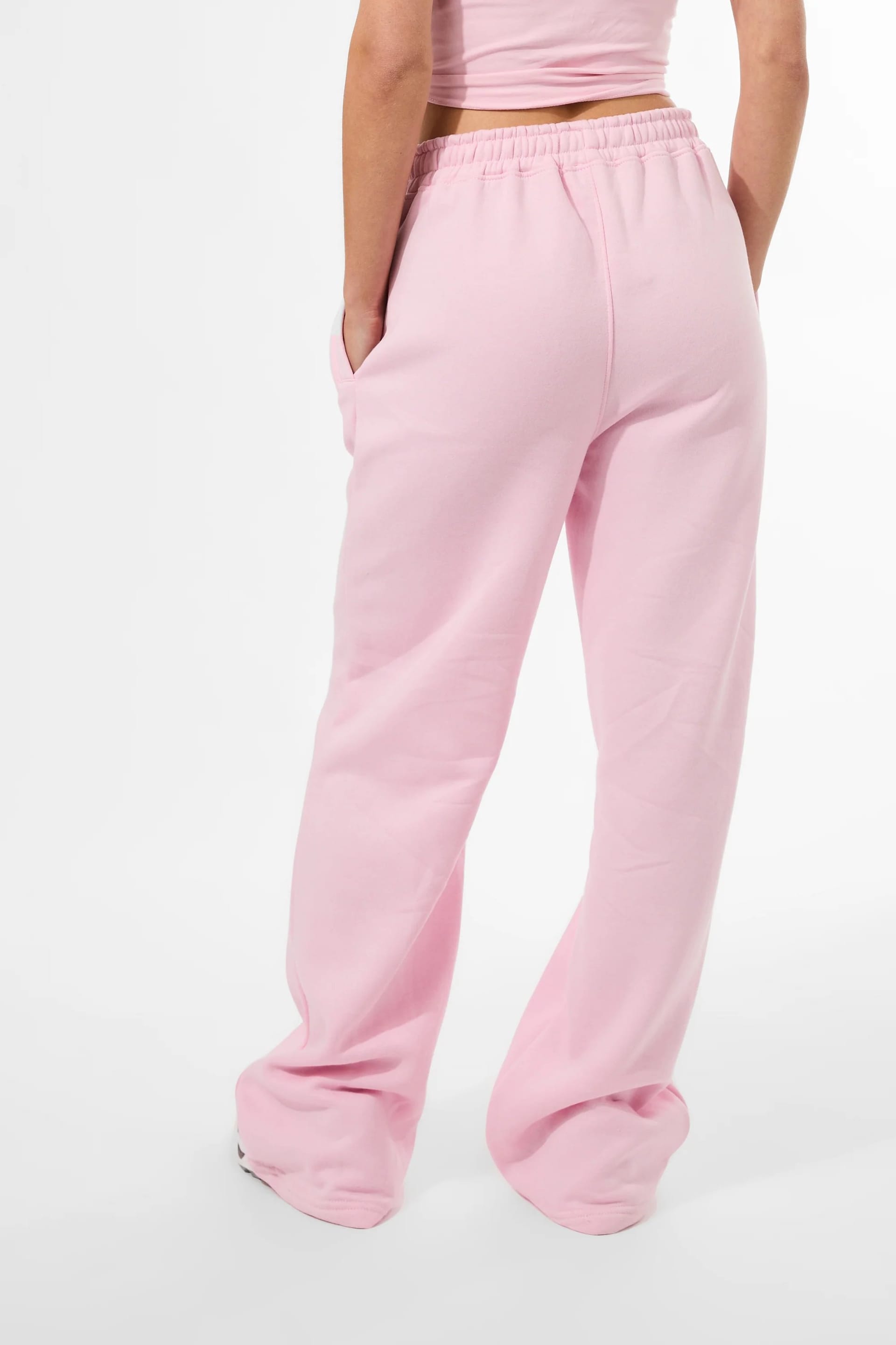 Kaiia Kaiia Logo Wide Leg Sweat Pants Baby Pink - 4