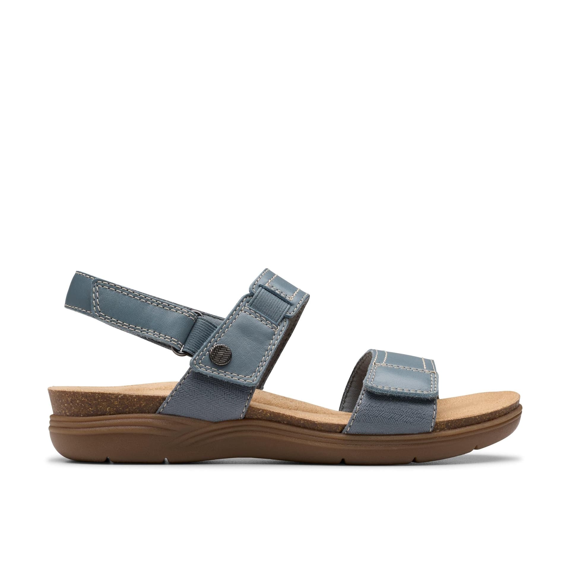 Clarks Clarks Women's April Clover Blue Grey Combination Flat Sandals