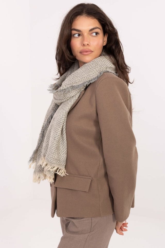 Love Lace Love Lace Women's Classic Fir Tree Pattern Acrylic Scarf with Soft Fringe in Grey - 2