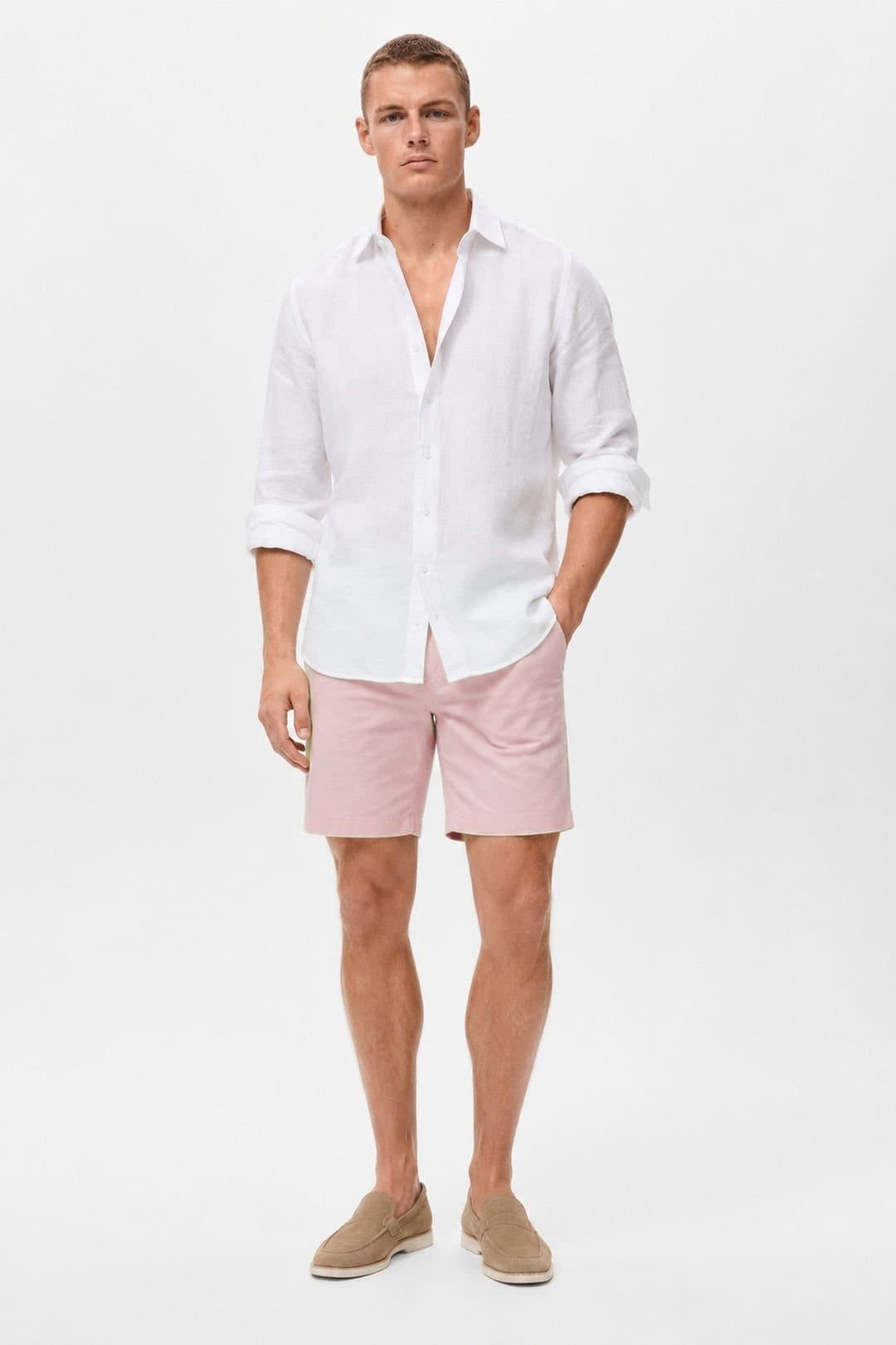 Little Nooks Little Nooks Men's Mens Riviera Chino Shorts in Pale Pink