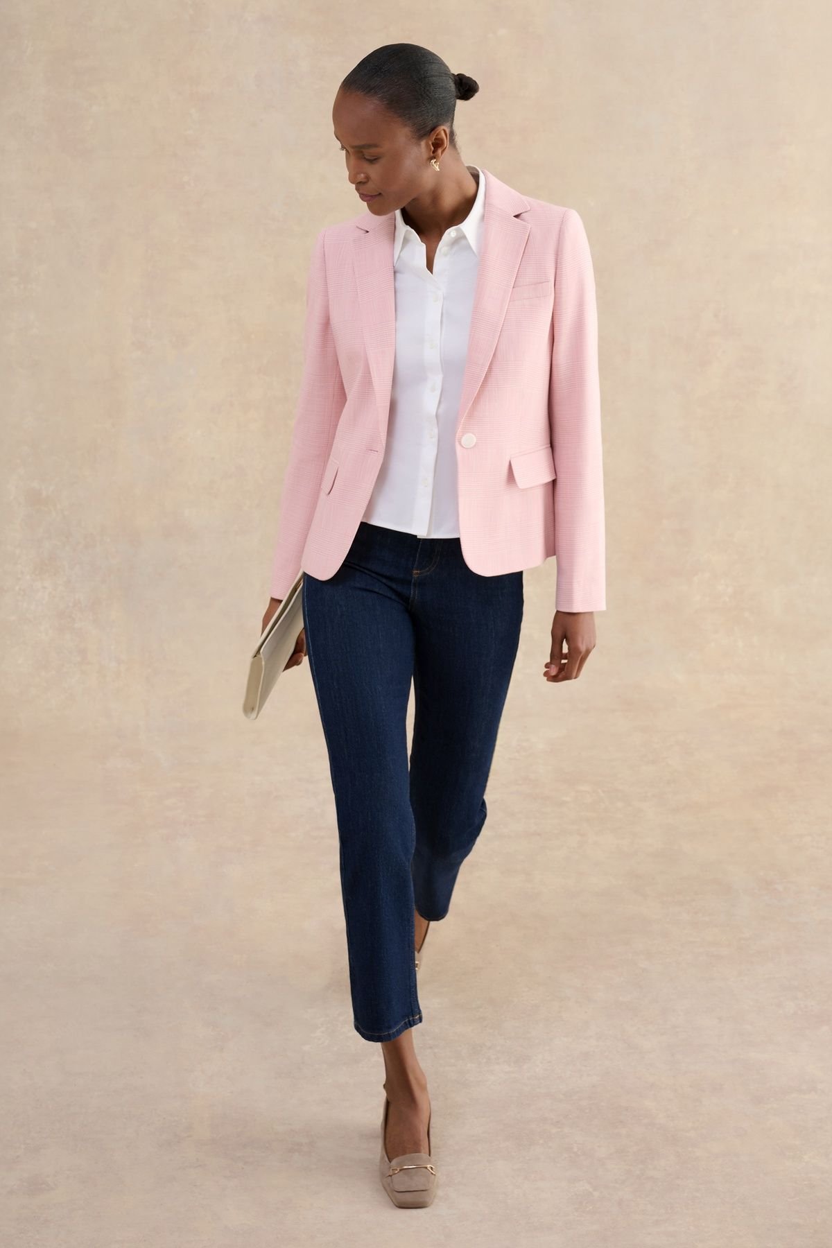 Hobbs London Hobbs London Women's Blake Single-Button Tailored Blazer in Light Pink - 3
