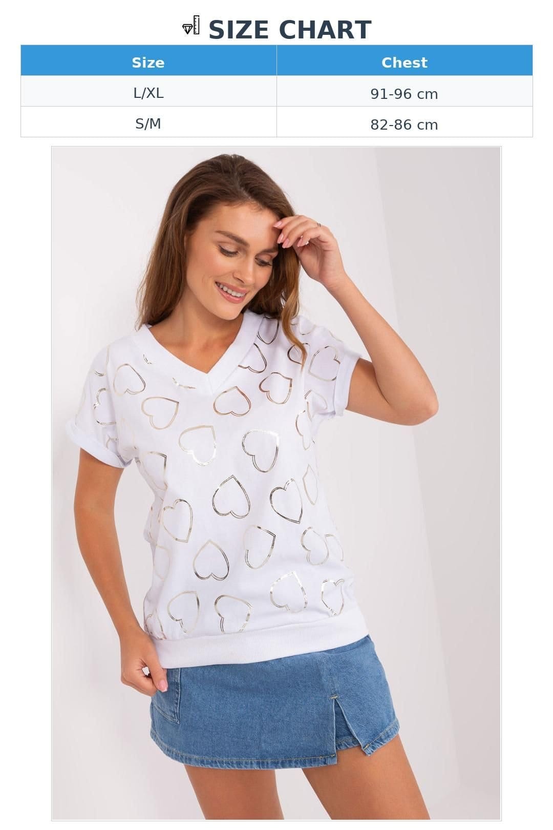 Love Lace Love Lace Women's Loose Fit Short Sleeve Heart Print Blouse in White - 4
