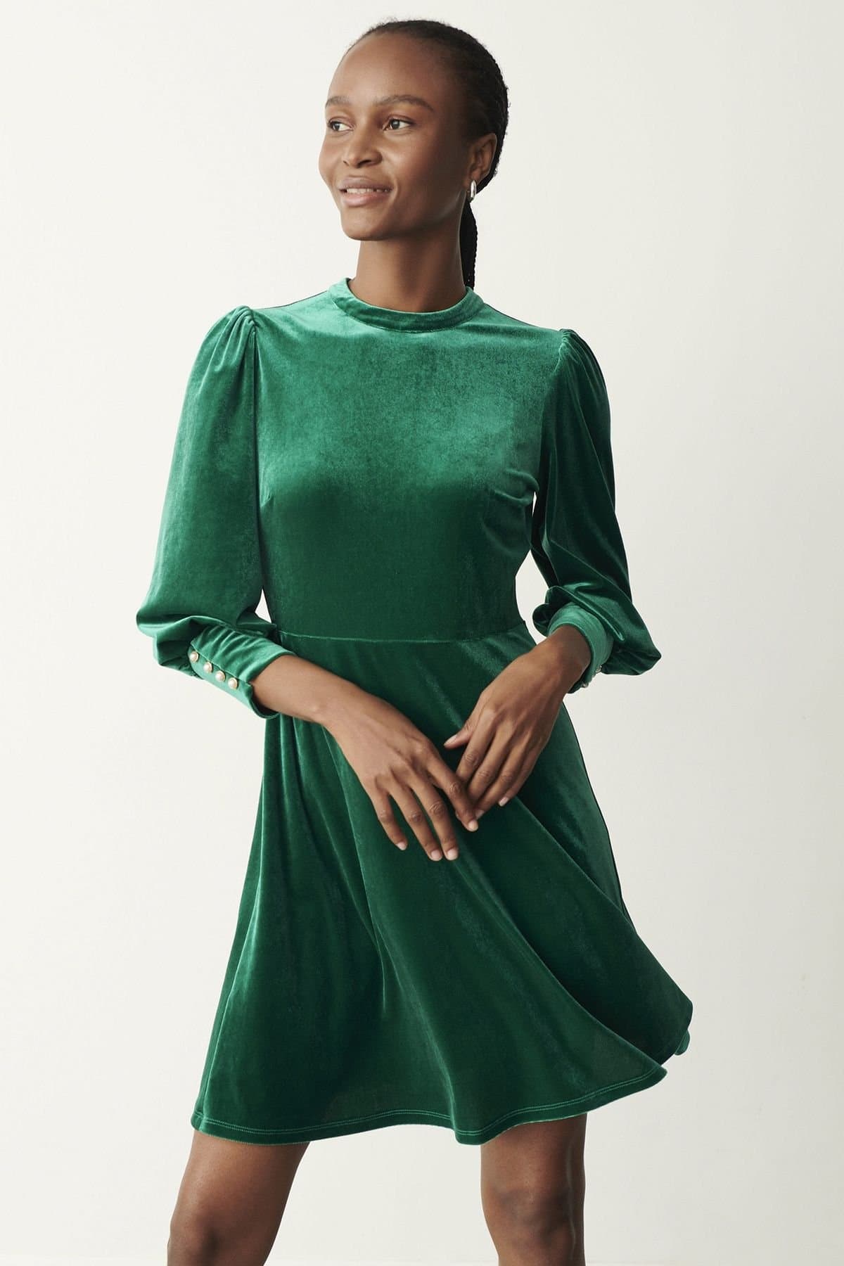 Finery London Finery London Women's Martina Velvet Mini Dress in Emerald