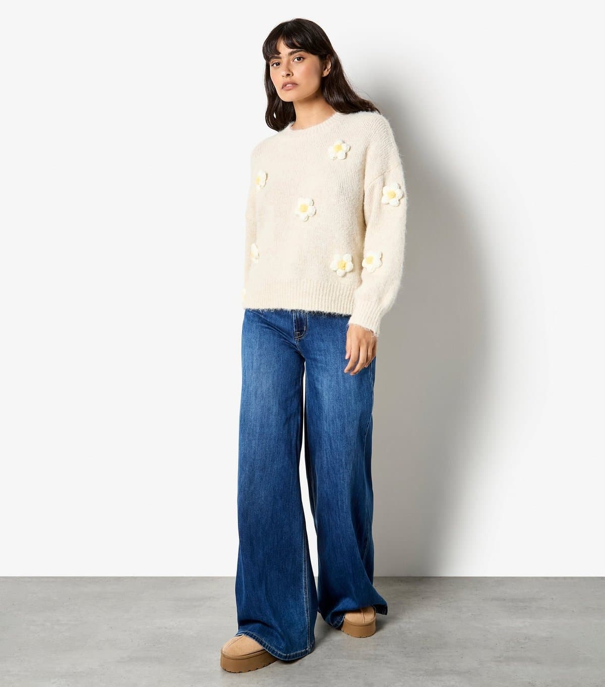 Apricot Women's Stone Daisy Oversized Jumper Apricot New Look