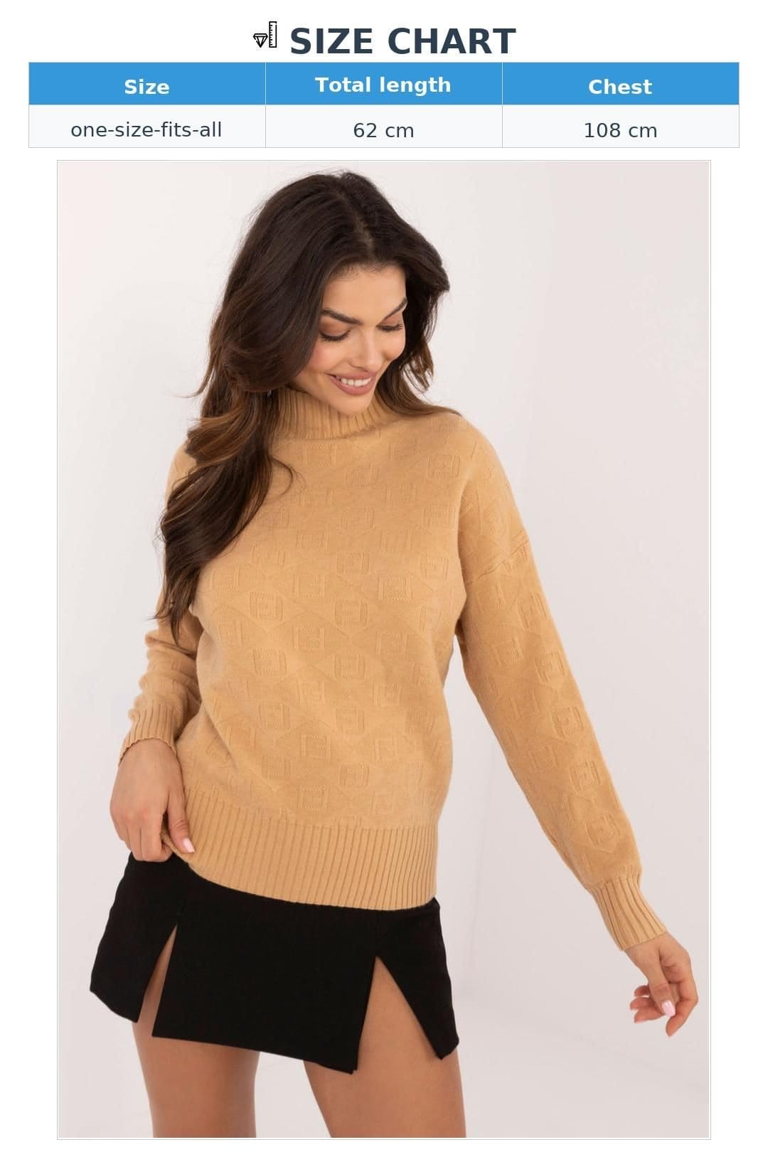 Love Lace Love Lace Women's Textured Acrylic Polyester Turtleneck Sweater in Brown - 4