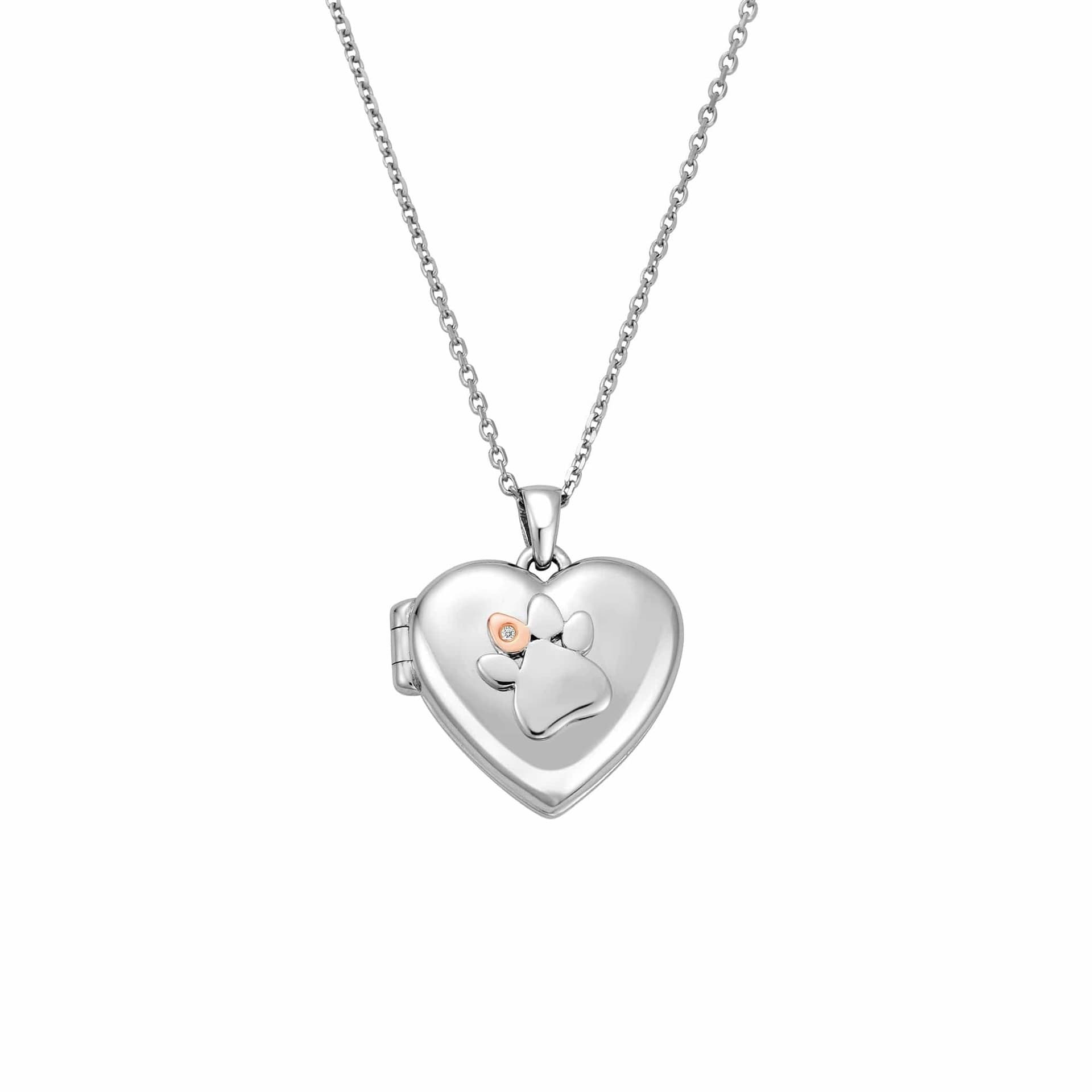 Clogau Clogau Women's Paw Prints Sterling Silver Locket with Topaz in Metallics