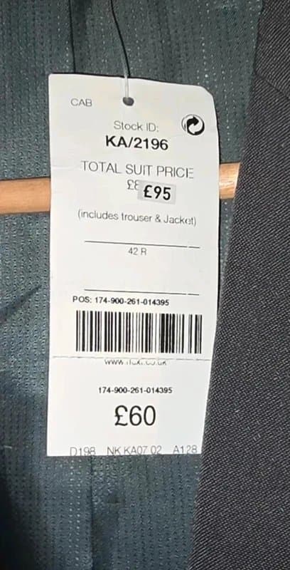 Next NEXT Tailoring Charcoal Slim Fit Blazer - Size 42R