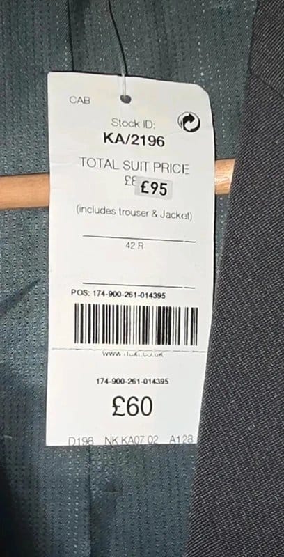 Next Tailoring Charcoal Slim Fit Blazer - Size 42R