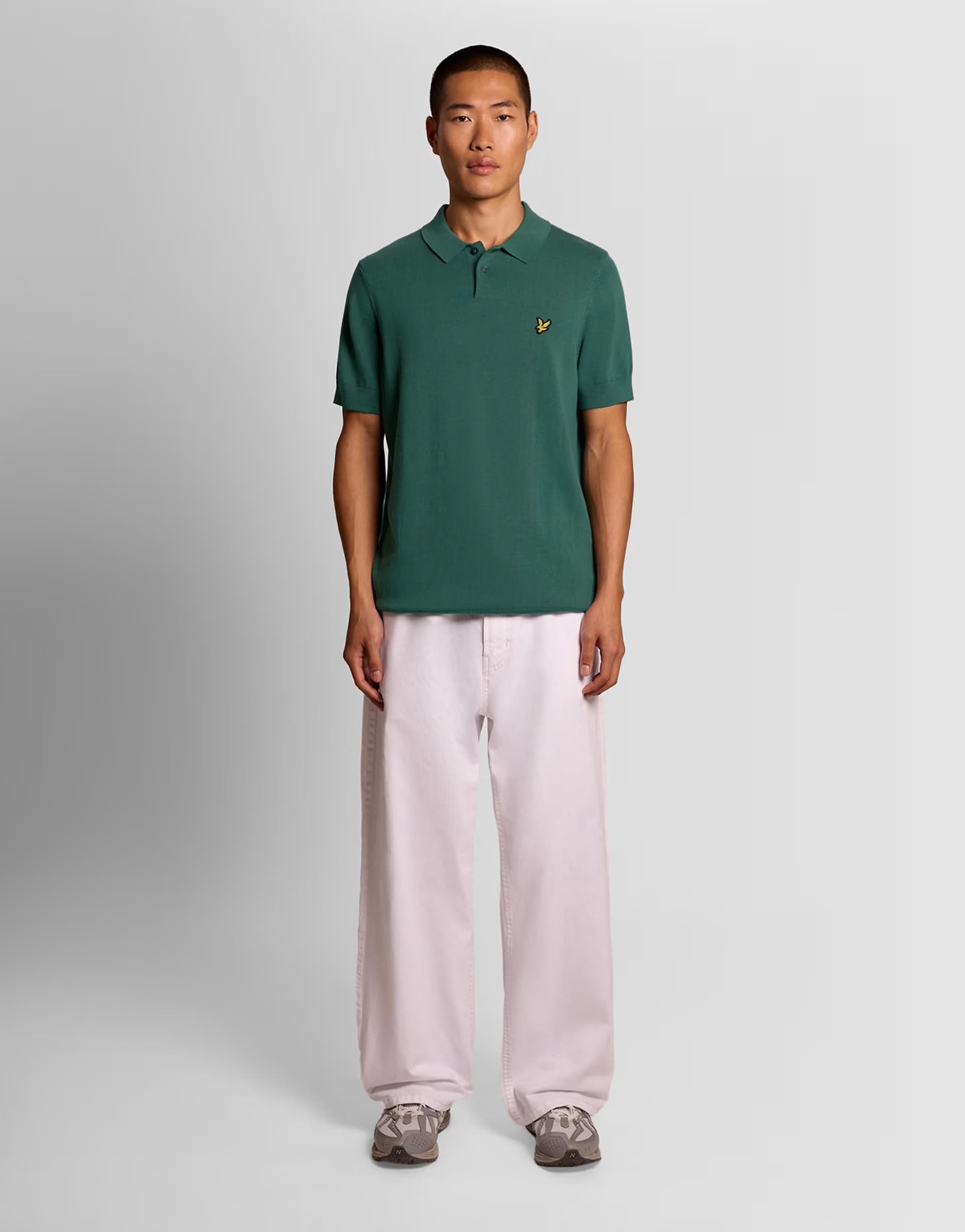 ASOS Lyle & Scott Mid knits cotton short sleeve knitted polo in w130 everglade