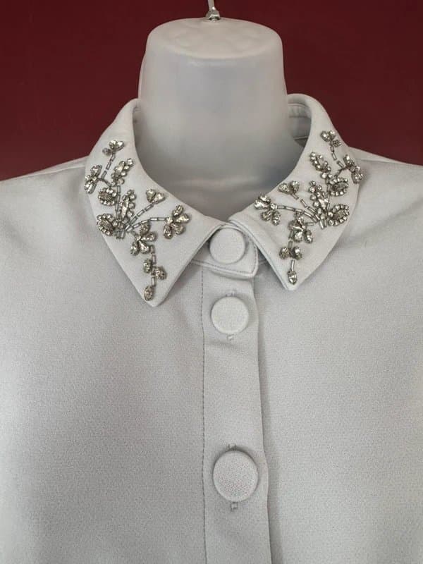 Phase Eight * NEW * ( shop floor ) Phase Eight Etta Embelished Collar Playsuit Pale Blue - RRP £139 - UK 12