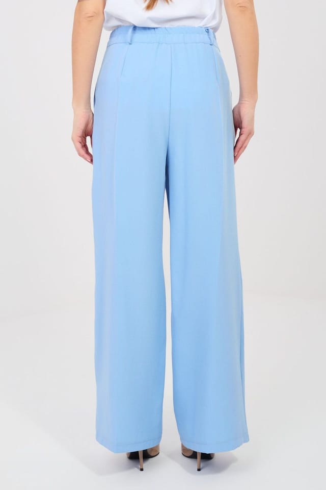 Love Lace Love Lace Women's Elegant High Waisted Wide Leg Trousers in Blue - 3