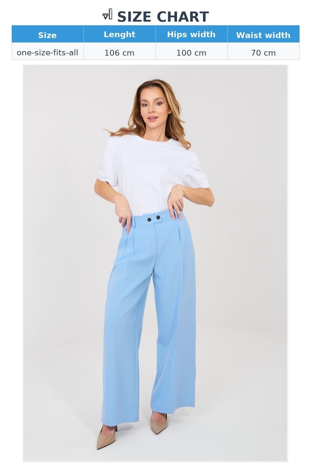 Love Lace Love Lace Women's Elegant High Waisted Wide Leg Trousers in Blue - 4