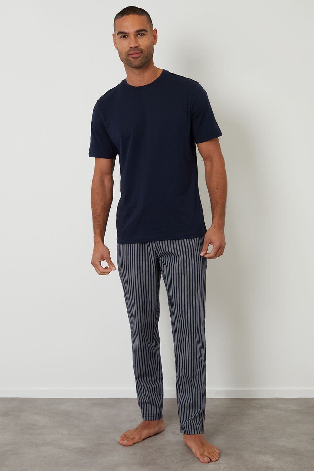 Threadbare Threadbare Men's Stripe Pyjama Set in Navy