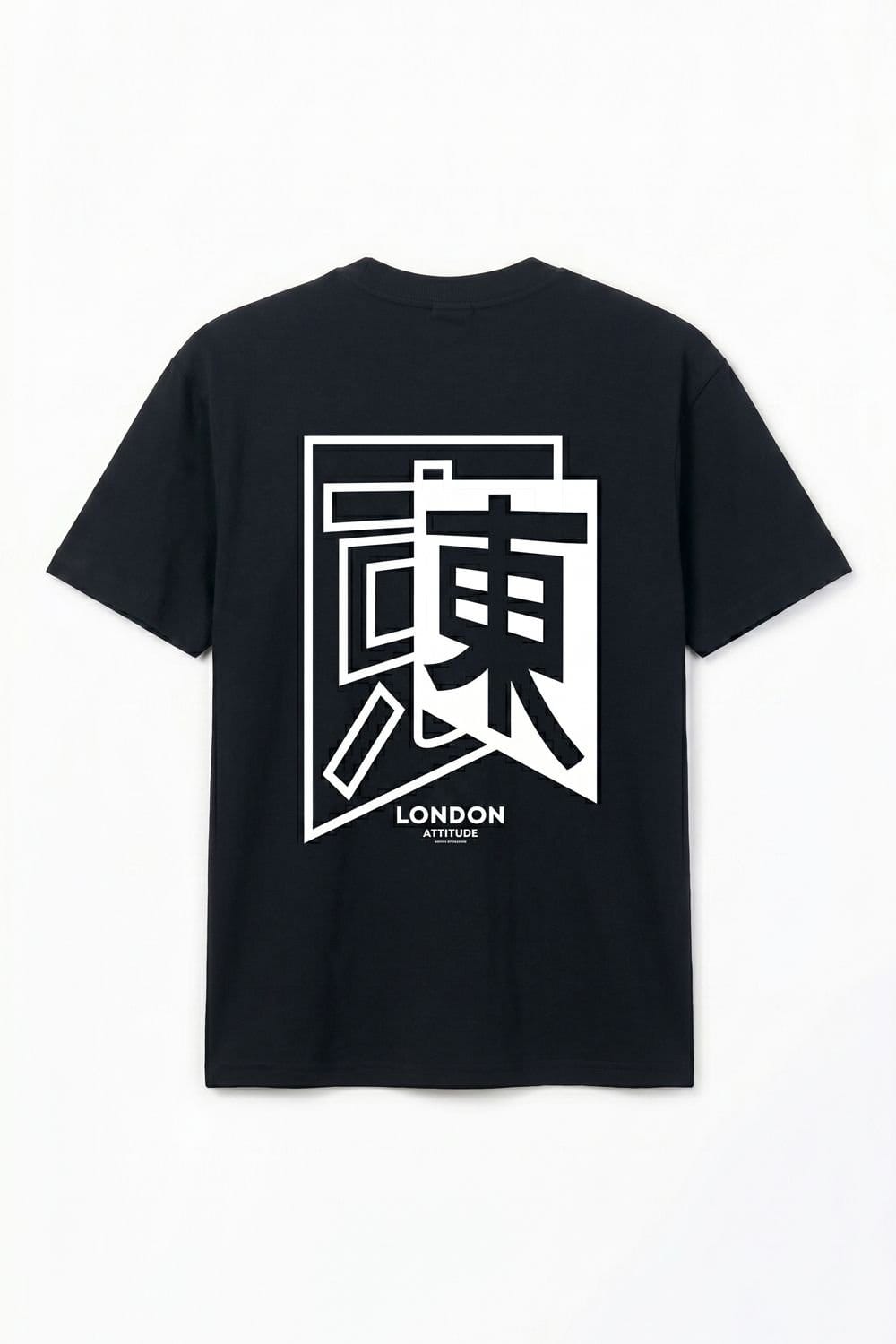LONDON ATTITUDE LONDON ATTITUDE Men's Japanese inspired Oversized Heavyweight Cotton T-Shirt in Black - 4