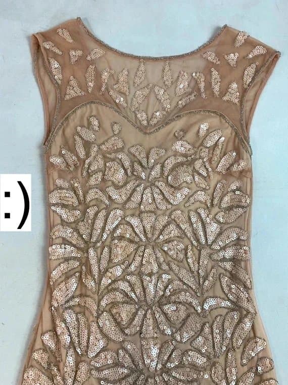 Miss Selfridge Miss Selfridge Dress 10 beige Pink Chiffon Full Sequin Beads Shift midi Party