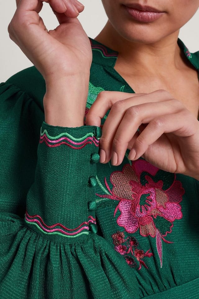 Monsoon Monsoon Women's Lyra Embroidered Midi Dress in Green - 3