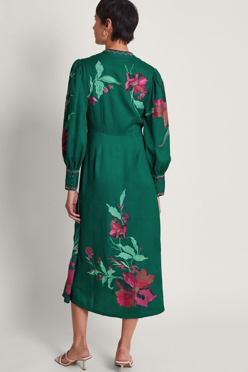Monsoon Monsoon Women's Lyra Embroidered Midi Dress in Green - 4