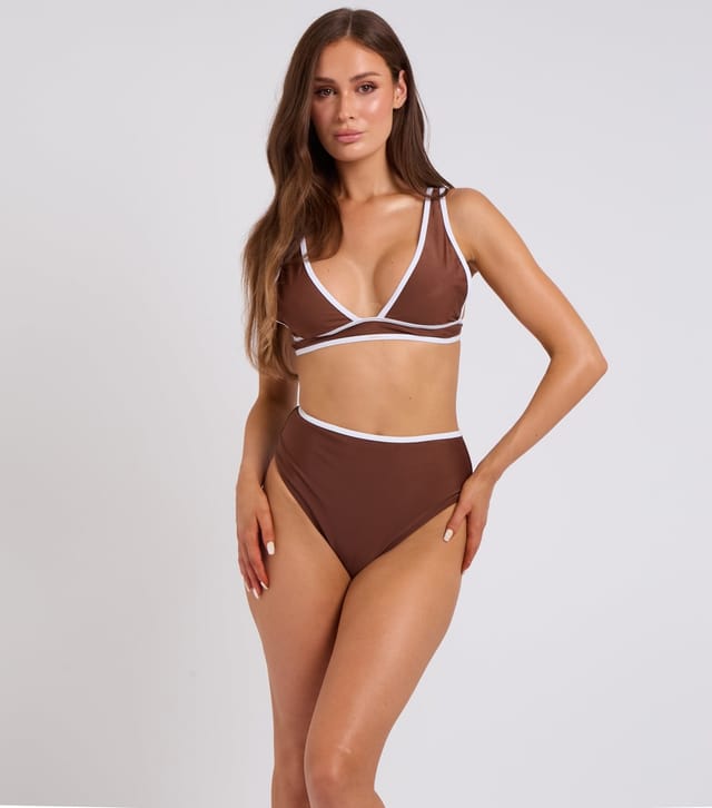 Urban Bliss Women's Brown Contrast Trim Bikini Bottoms Urban Bliss New Look - 3