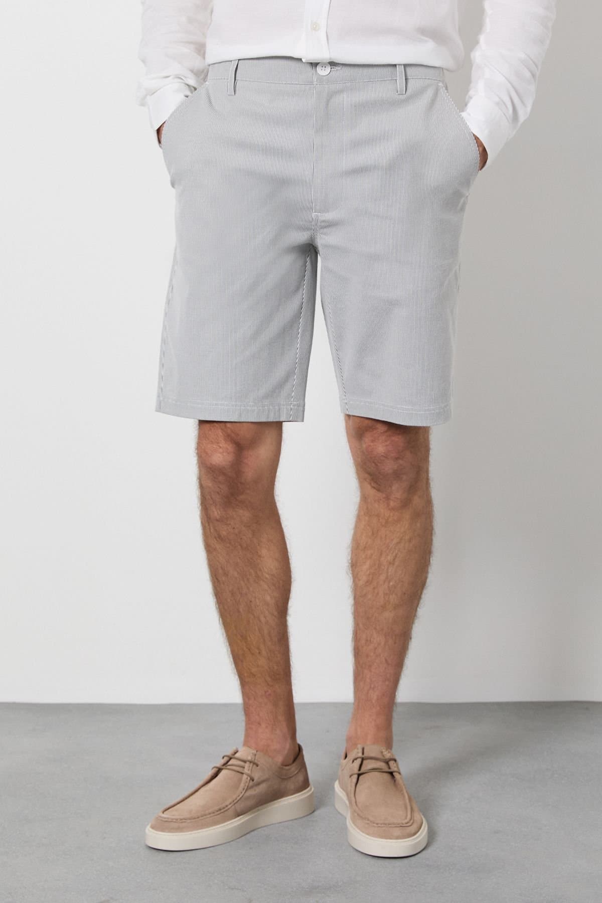 Burton Burton Men's Grey Pinstripe Chino Shorts