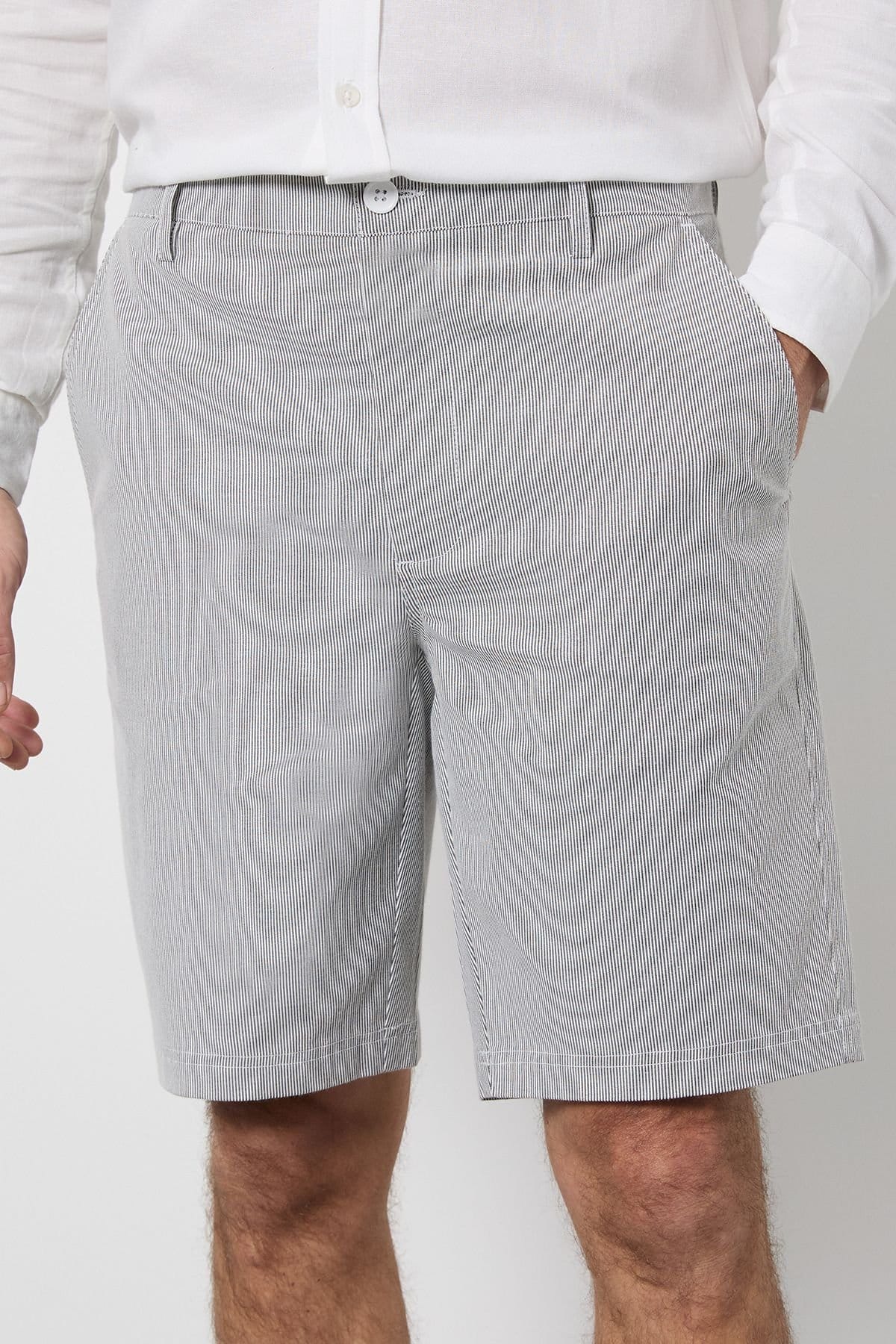 Burton Burton Men's Grey Pinstripe Chino Shorts - 4