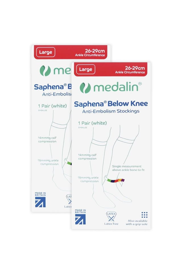 Medalin Medalin Men's 2 Pairs Graduated Compression Below Knee Anti Embolism Socks in White - 2