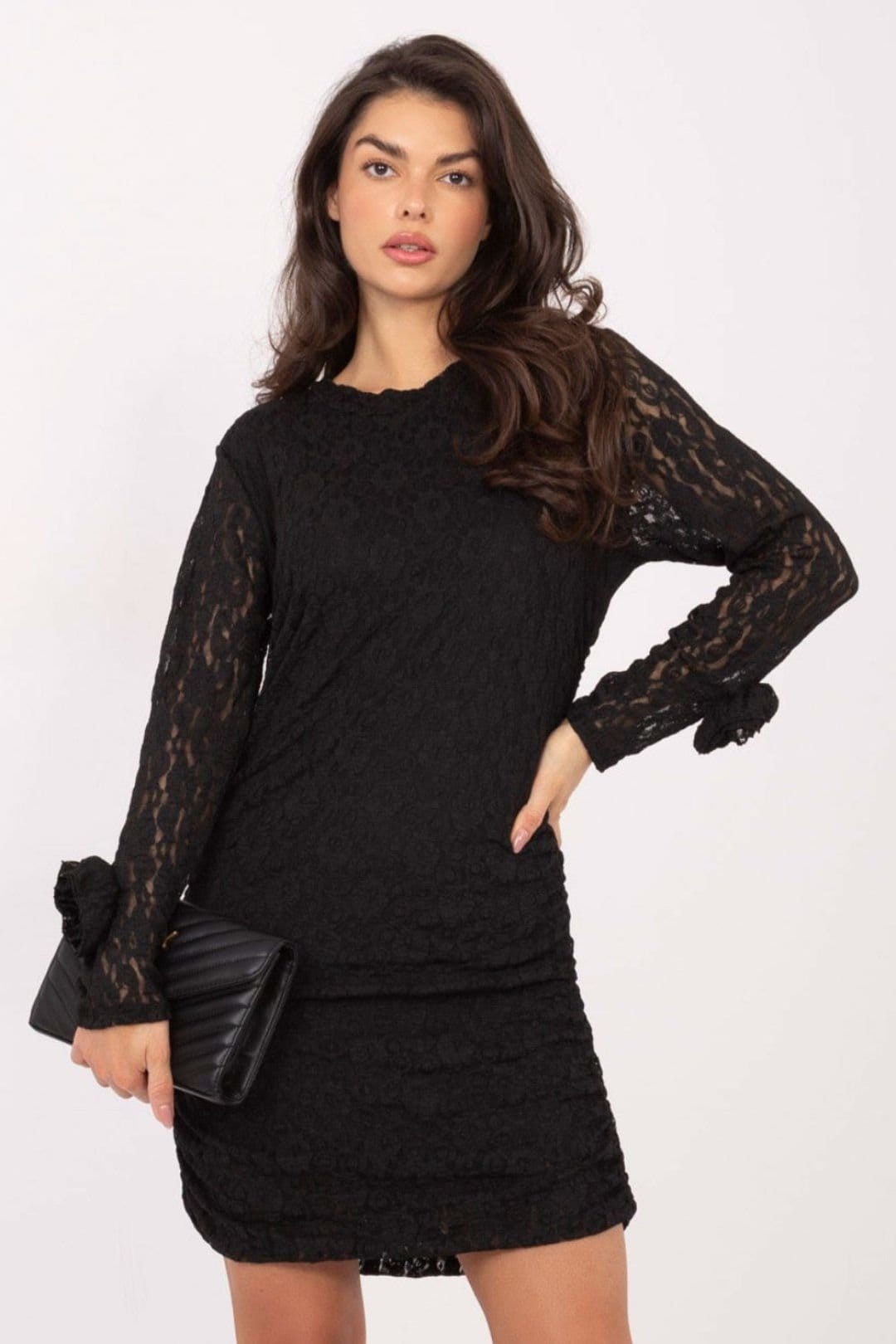 Love Lace Love Lace Women's Elegant Lace Short Sleeve Cocktail Pencil Dress in Black - 4