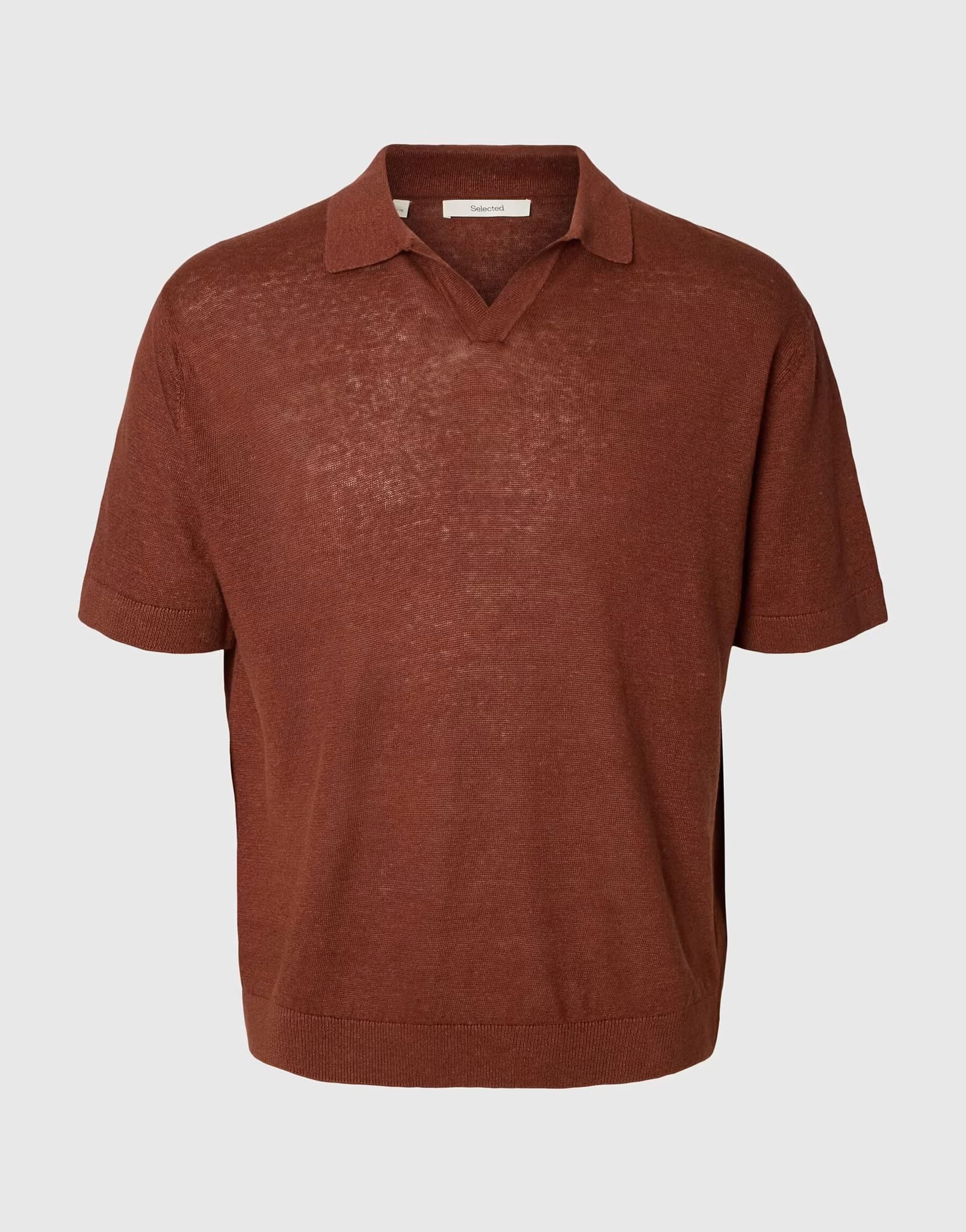 ASOS Selected Polo shirt in cherry mahogany