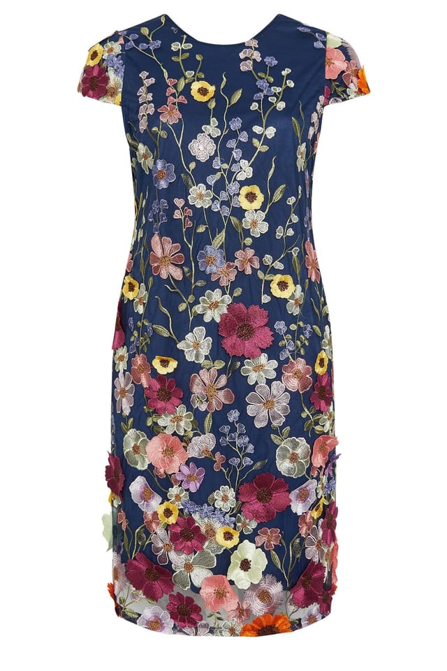 Yours Yours Women's Floral 3D Embroidered Shift Dress - 2