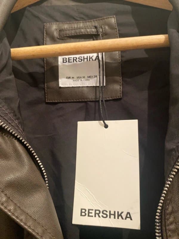 Bershka Bershka Ladies Brown Funnel neck Faux Leather Medium 12-14 oversized Bomber Jacket viral