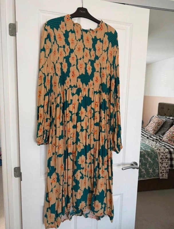 Never Fully Dressed Never Fully Dressed teal floral Swedish midi dress uk 24