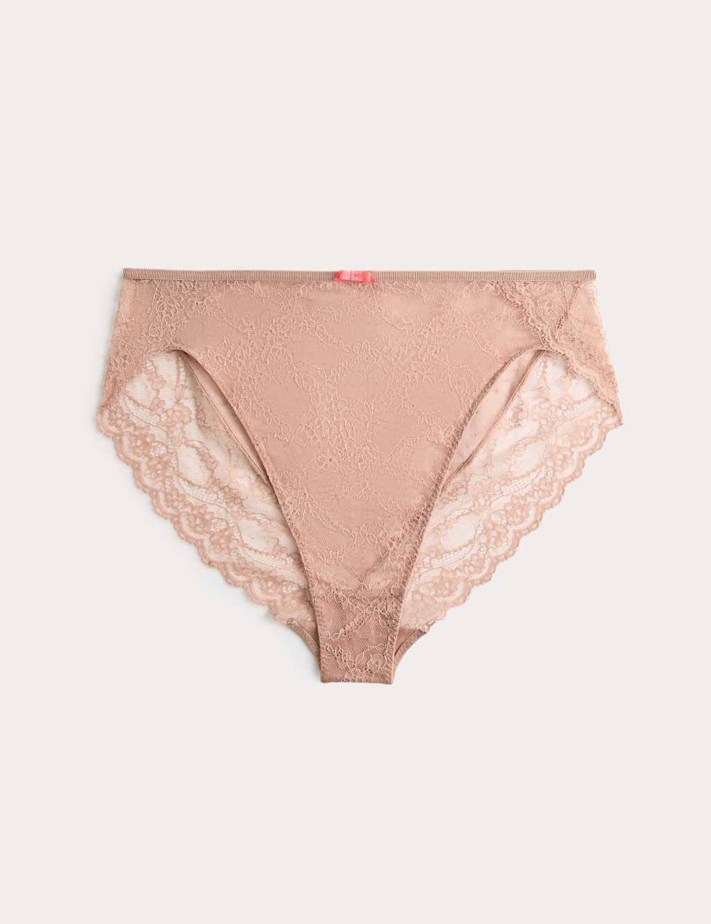 Marks & Spencer M&S Ida Lace High Waisted High Leg Knickers Rose Quartz